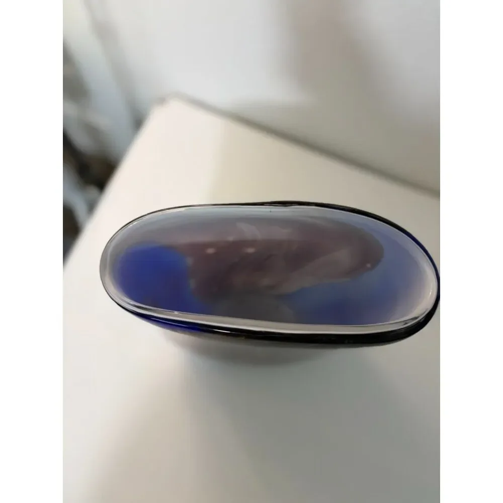 vtg.  Murano Sommerso glass vase in blue and purple swirl